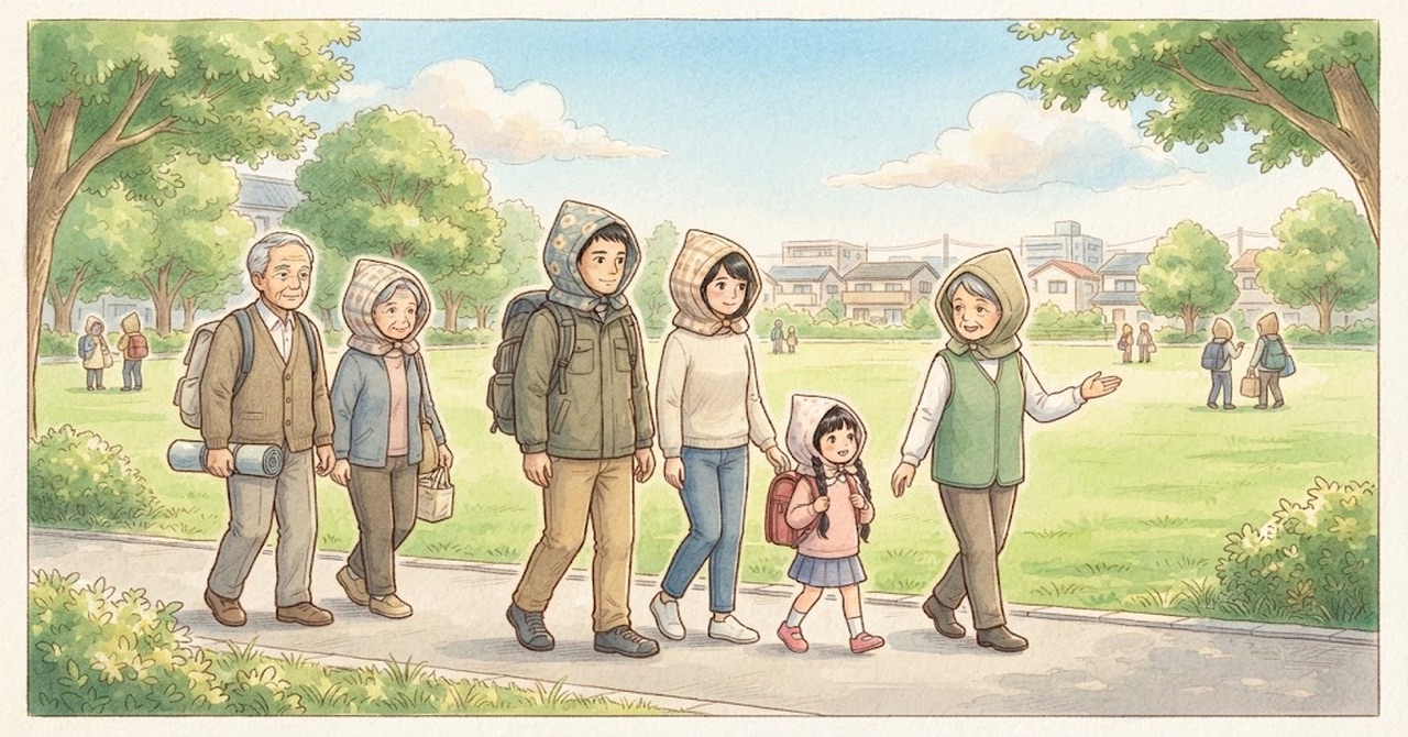 中野区の防災の見出しの絵(文字なし)